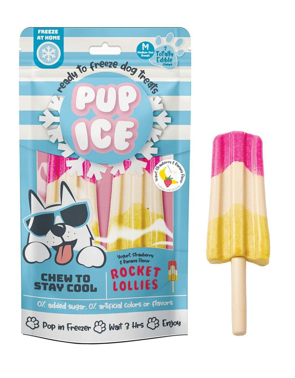Pup Ice Meat Free Rocket Lollies Strawberry And Banana, 2 Pcs 90g