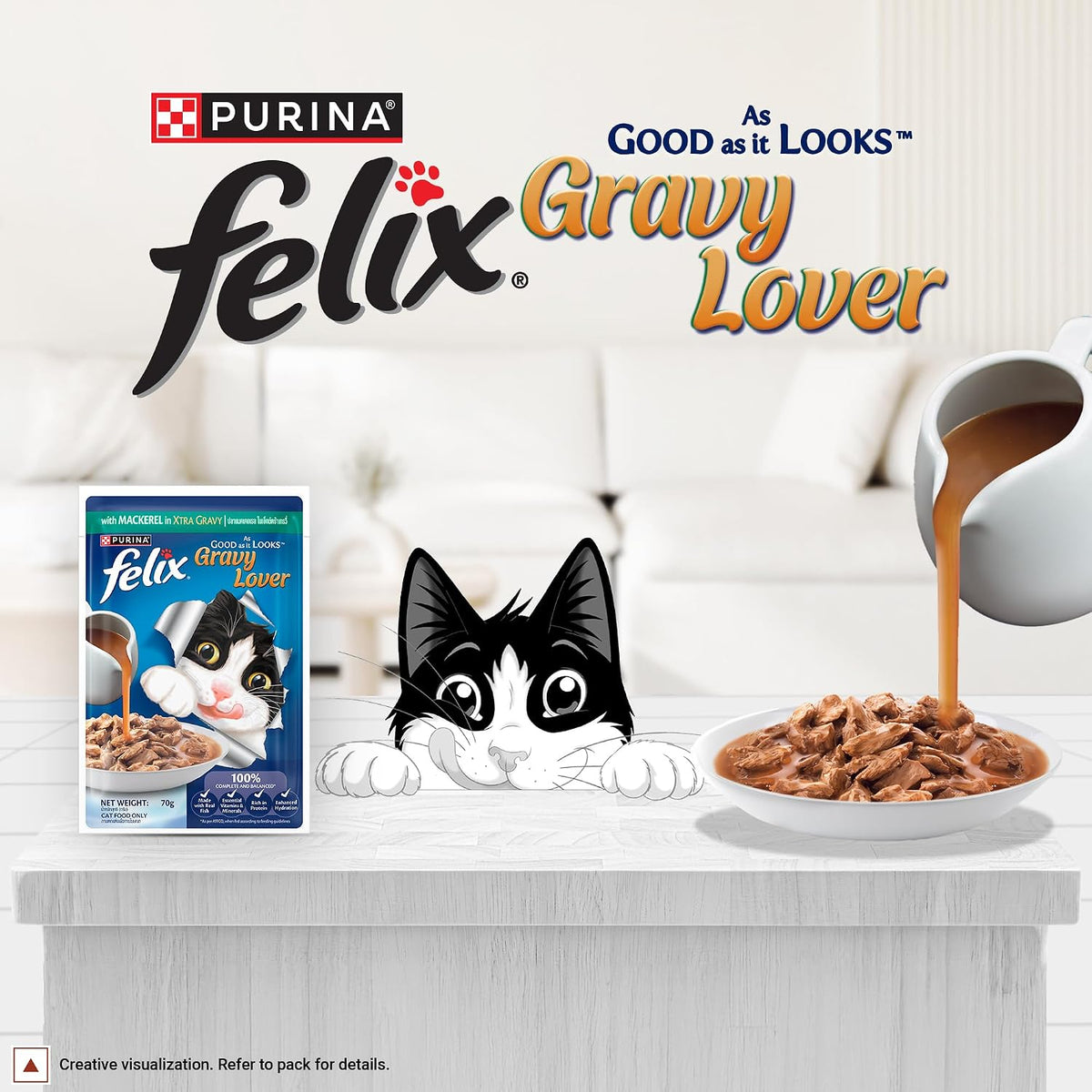 Felix Gravy Lover Mackerel Chunks Complete & Balanced Adult Cat Wet Food (Pack of 12)