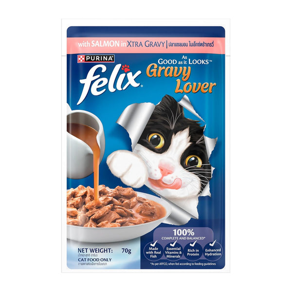 Felix Gravy Lover Salmon Chunks Adult Complete & Balanced Cat Wet Food (Pack of 6)