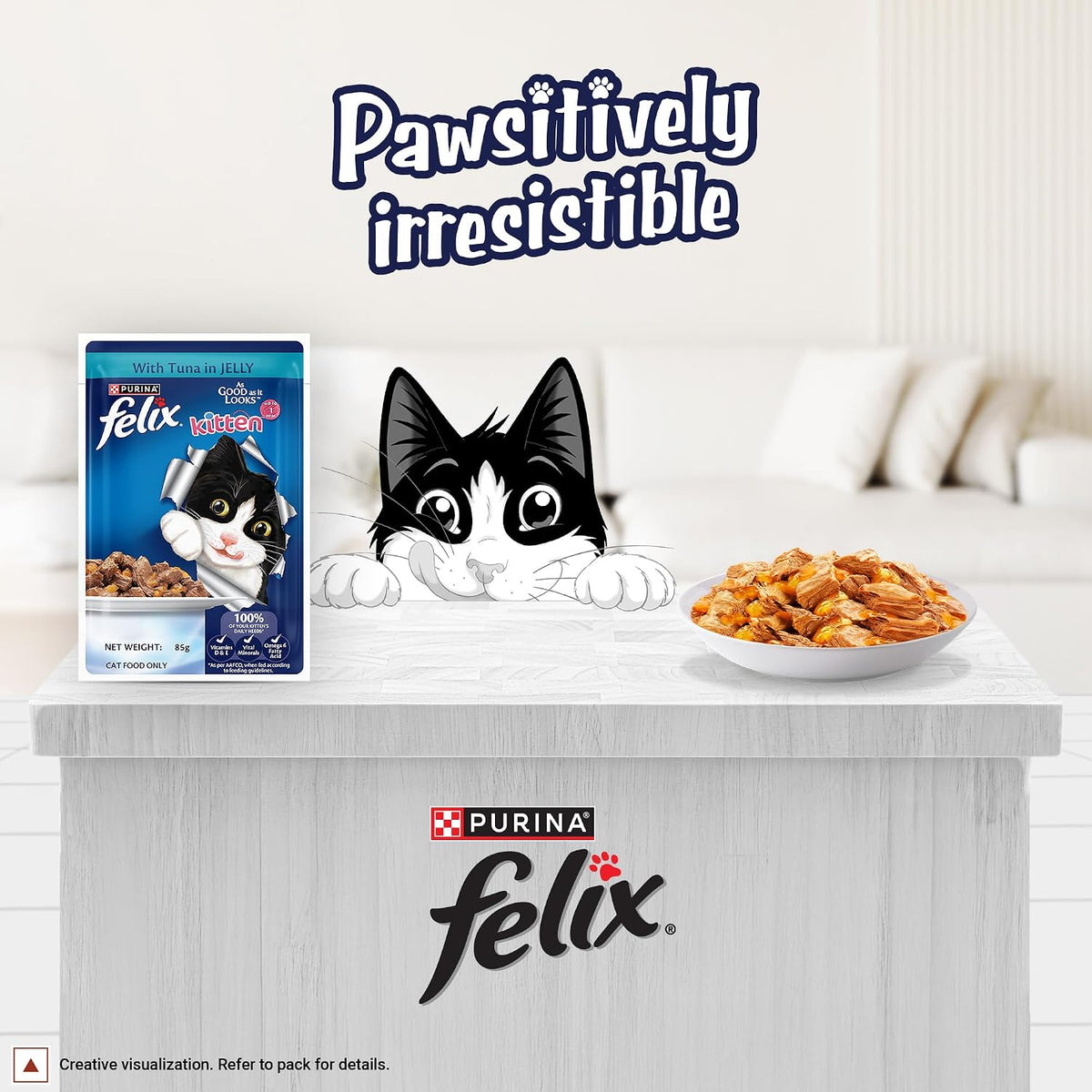 Felix with Tuna in Jelly Kitten Complete and Balanced Cat Wet Food (Pack of 12)