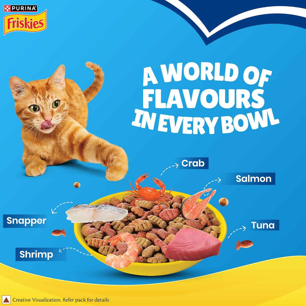 Purina Friskies Seafood Sensations Adult Dry Cat Food with Tuna, Salmon, Snapper, Crab & Shrimp Flavours 6kg