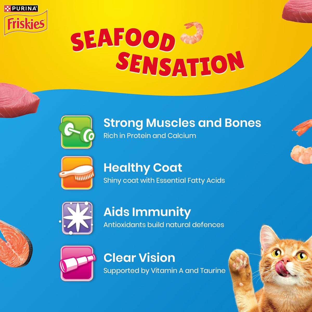Purina Friskies Seafood Sensations Adult Dry Cat Food with Tuna, Salmon, Snapper, Crab & Shrimp Flavours 6kg