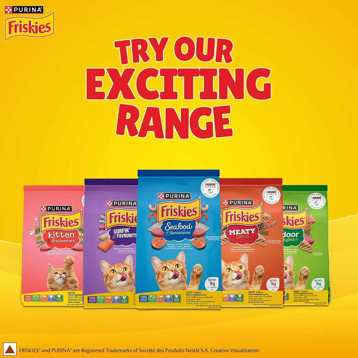 Purina Friskies Seafood Sensations Adult Dry Cat Food with Tuna, Salmon, Snapper, Crab & Shrimp Flavours 6kg