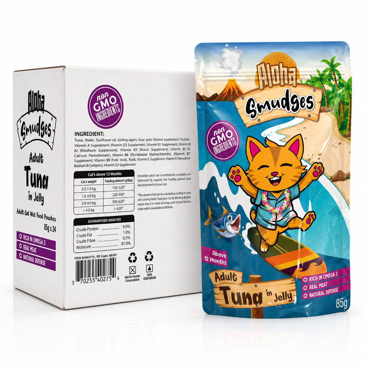 Aloha Smudges Tuna Adult Cat wet food in Jelly 85g Pouch