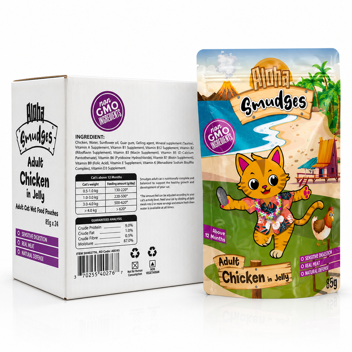 Aloha Smudges Chicken Adult Cat wet food in Jelly 85g Pouch