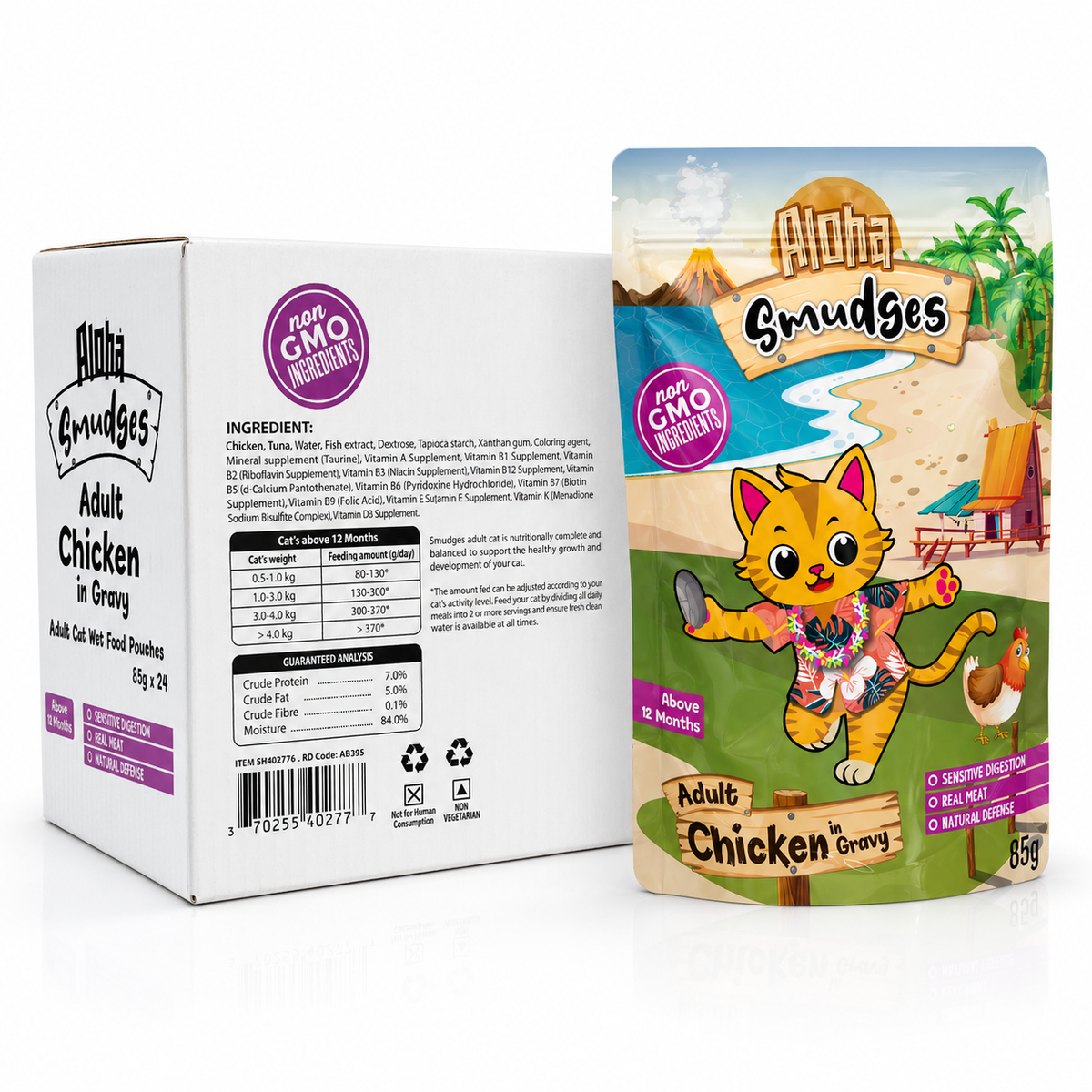 Aloha Smudges Chicken Adult Cat Wet Food in Gravy 85g Pouch