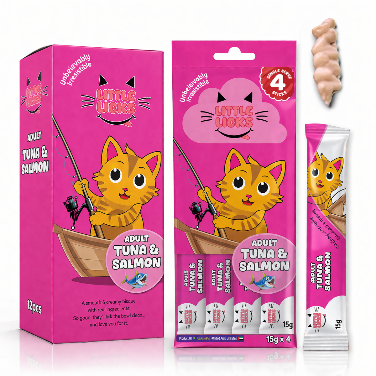 Smudges Little Licks Tuna & Salmon Creamy Bisque Treats for Adult Cat 4 x 15g
