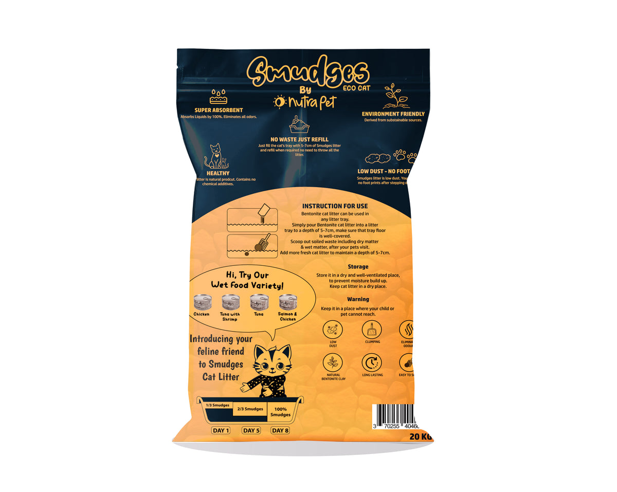 Smudges Eco cat Bentonite Clumping Cat Litter 20 Kgs - Lemon Scented