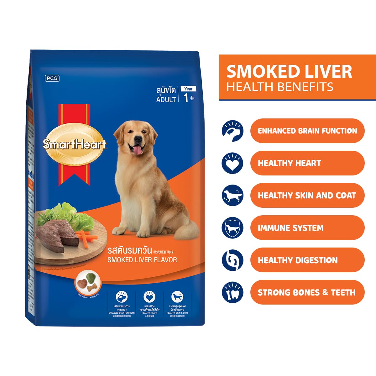 SmartHeart Adult Dog Food Smoked Liver Flavour 3kg