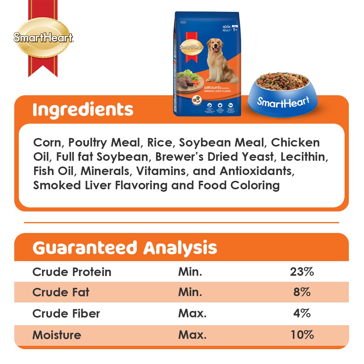 SmartHeart Adult Dog Food Smoked Liver Flavour 3kg