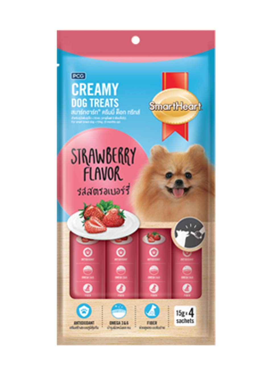 SmartHeart Creamy Dog Treats Strawberry Flavour 60g