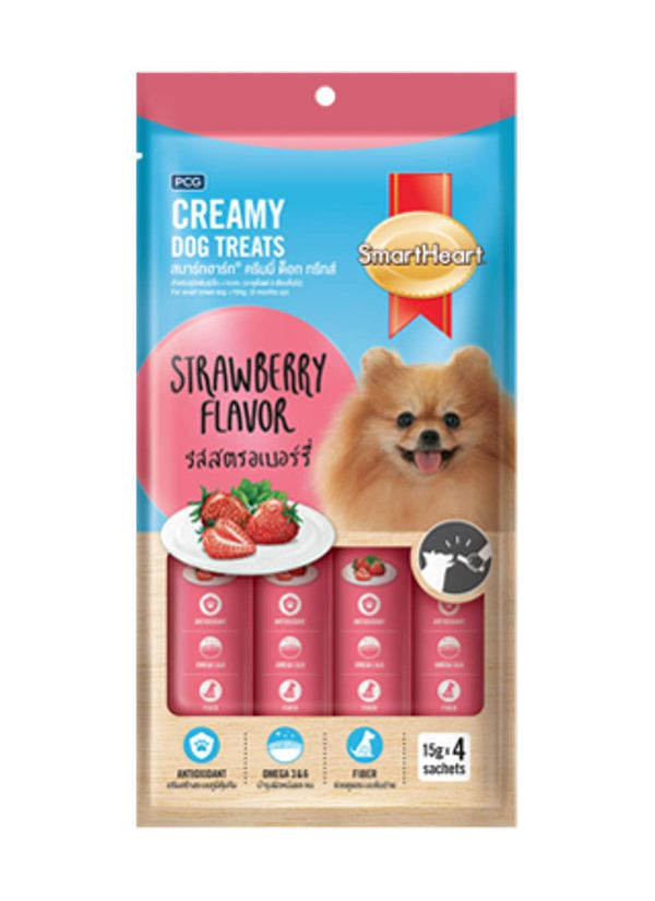 SmartHeart Creamy Dog Treats Strawberry Flavour 60g