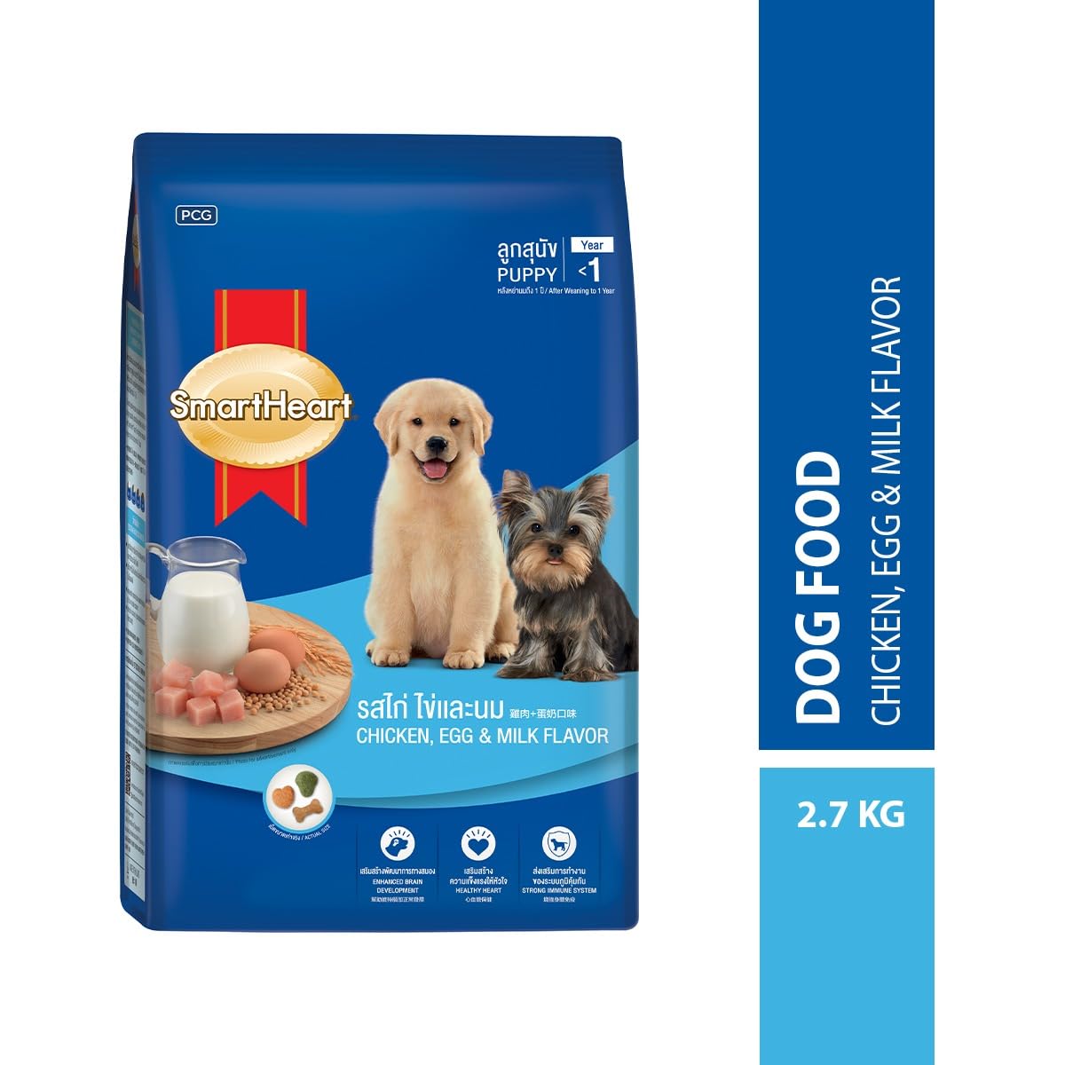 SmartHeart Dry Puppy Dog Food Chicken, Egg & Milk Flavour 2.7kg