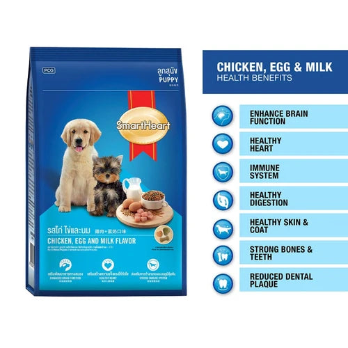 SmartHeart Puppy Dog Food Chicken, Egg & Milk Flavour 8kg