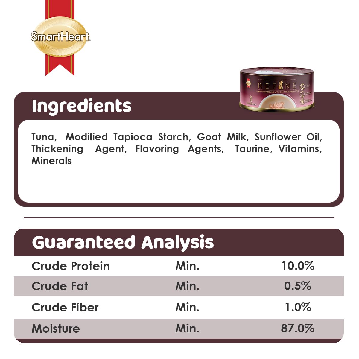 SmartHeart Real Finest Tuna Mousse with Milk Kitten Wet Food 80g