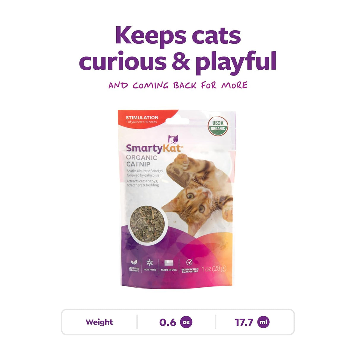 SmartyKat Certified Organic Catnip – 1oz Pouch