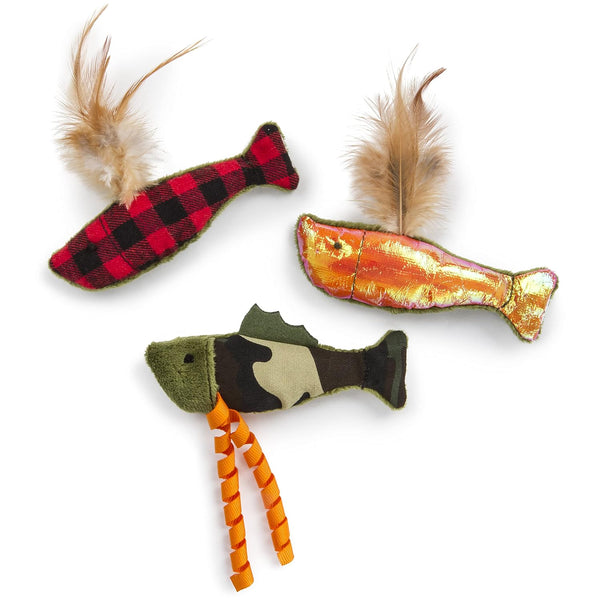 SmartyKat Fish Friends Crinkle, Feather & Catnip Cat Toys – Set of 3