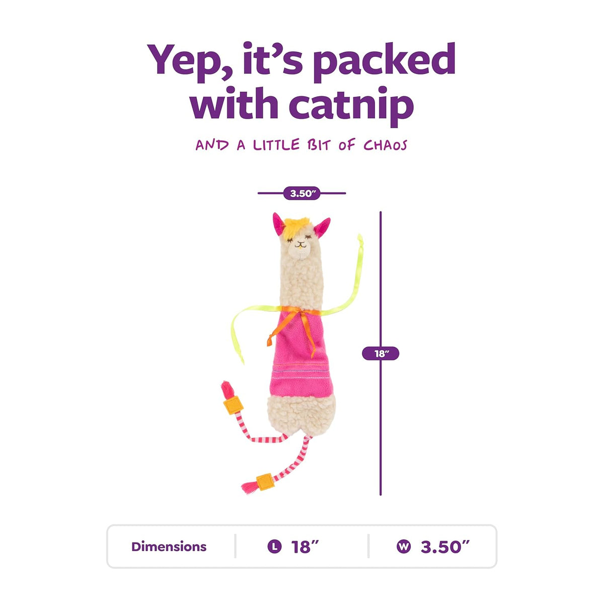 SmartyKat Leggy Llama Kicker Plush Catnip Cat Toy
