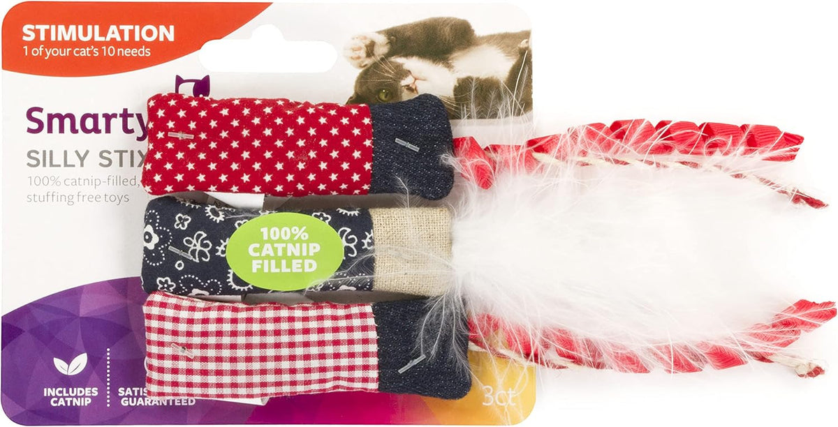 SmartyKat Silly Stix Pure Catnip Sparklers Cat Toys – Set of 3