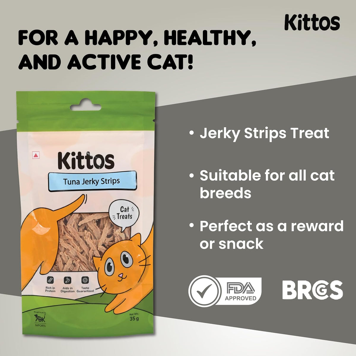 Tuna Jerky Strips Cat Treat, 35 gm