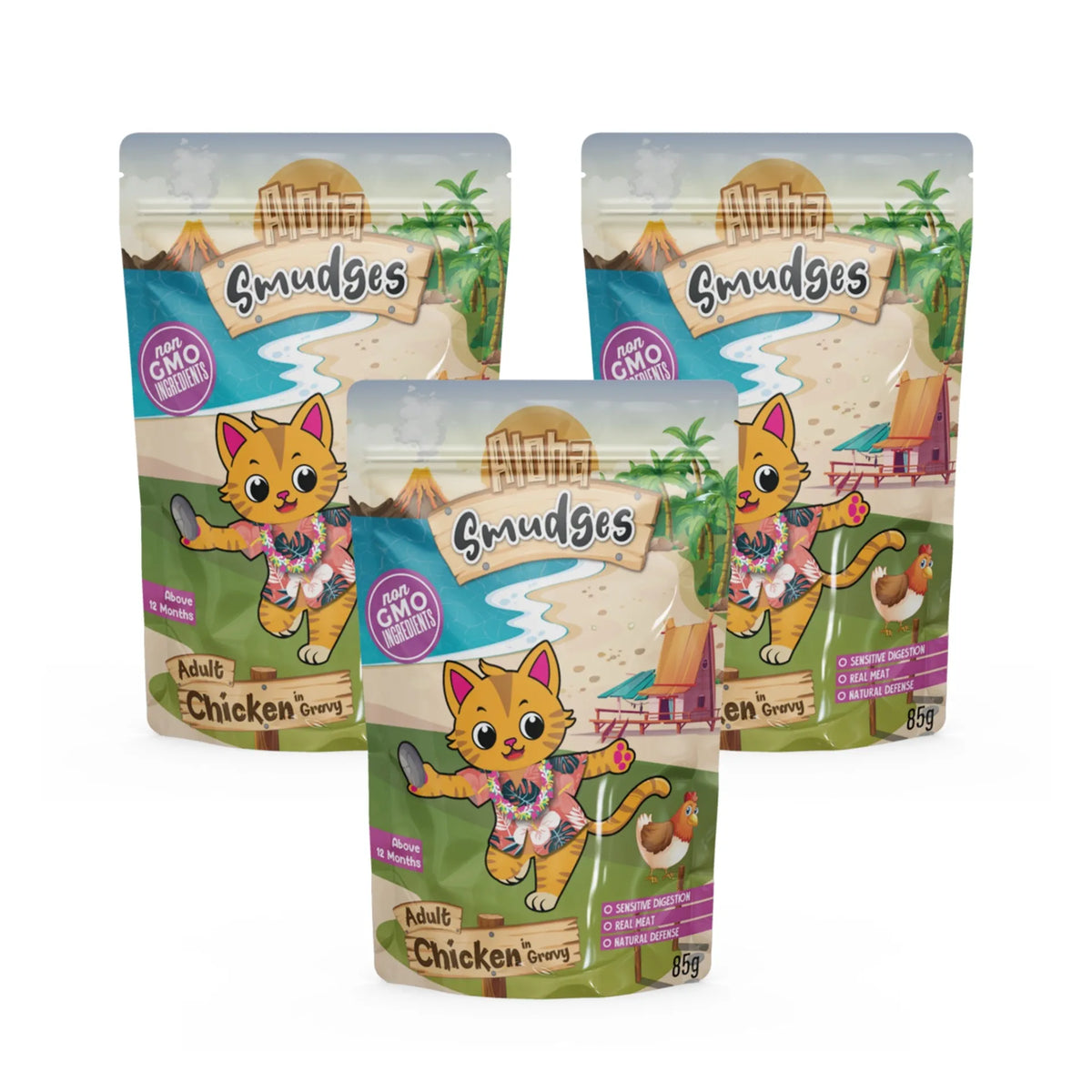 Aloha Smudges Chicken Adult Cat Wet Food in Gravy 85g Pouch