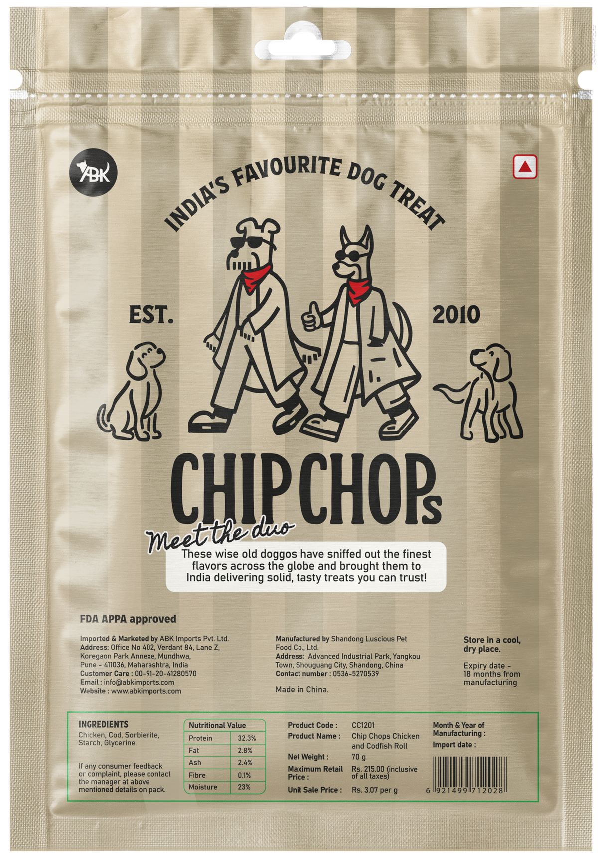 Chip Chops Chicken & Codfish Rolls, 70 gm - CC1201_02.png