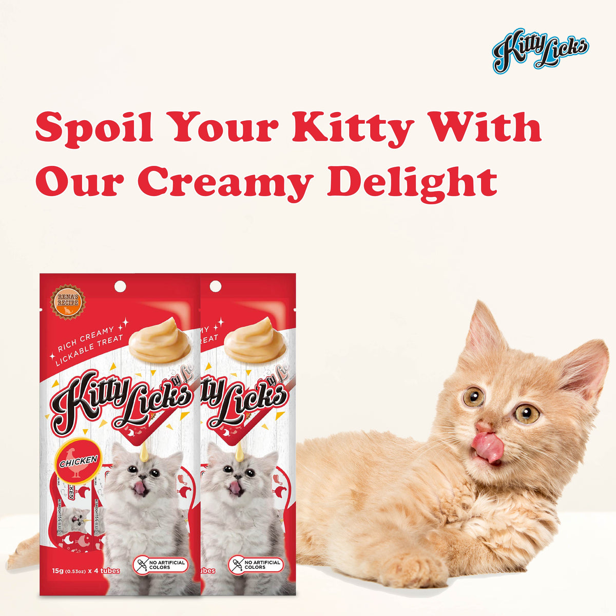 Kitty Licks Chicken Flavor, 15g x 4 Tubes - 9542-01.jpg