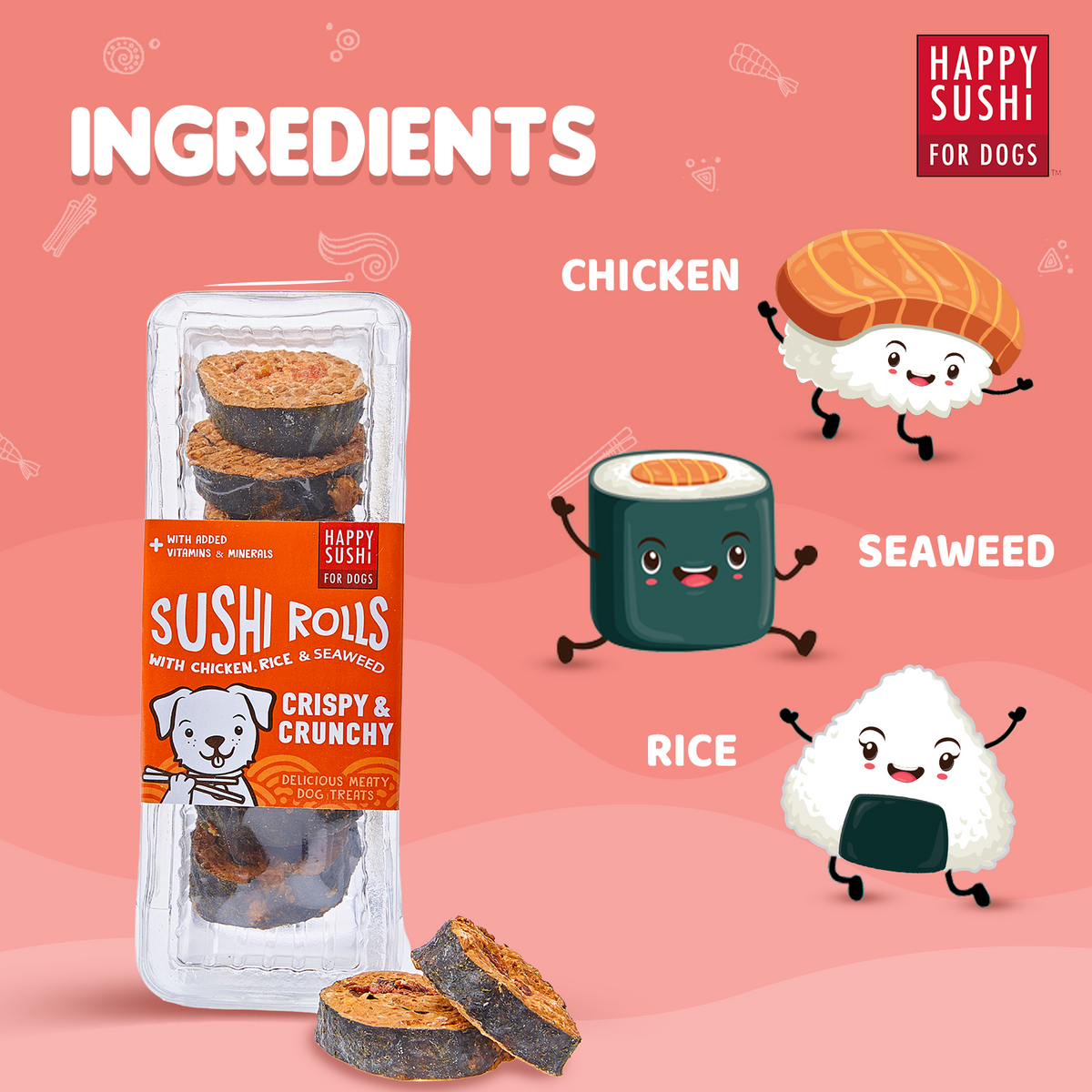 Happy Sushi Rolls With Chicken, Rice And Seaweed, 8 Pcs 112g - HS05 PDP 2.png