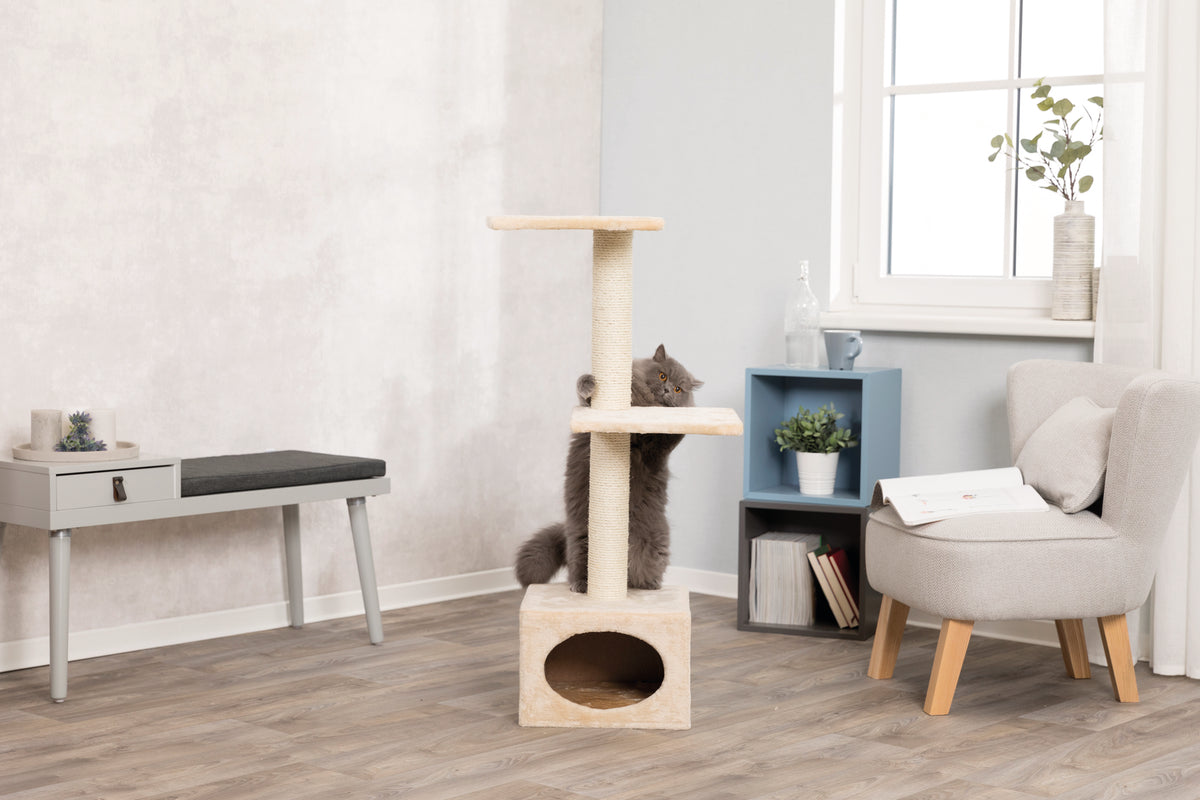 Trixie Badalona Scratching Post, Floor Area 37 x 37 cm, Post ø 9 cm, Height 109 cm / 43 inch, Thread Size M8, beige