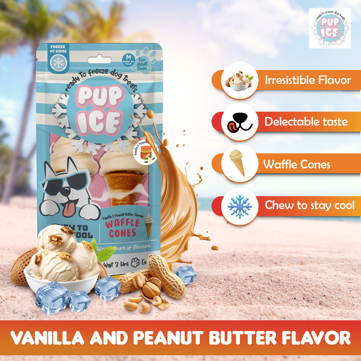 Pup Ice Waffle Cones Vanilla & Peanut Butter, 2 Pcs 110g - PI08 PDP 2.jpg