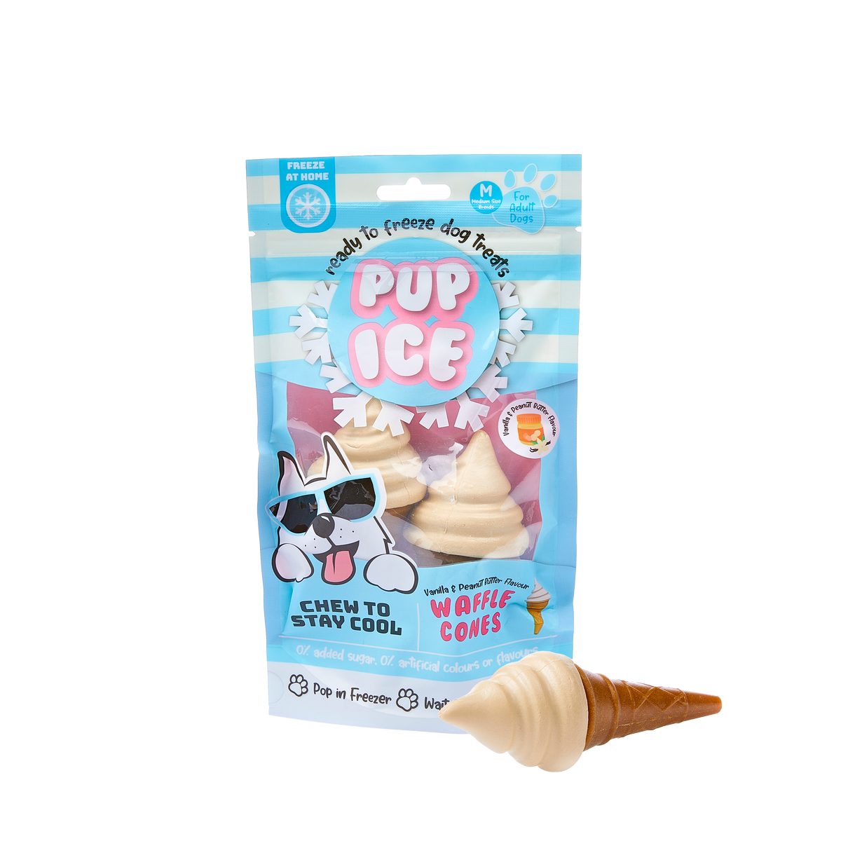 Pup Ice Waffle Cones Vanilla & Peanut Butter, 2 Pcs 110g - PI08
