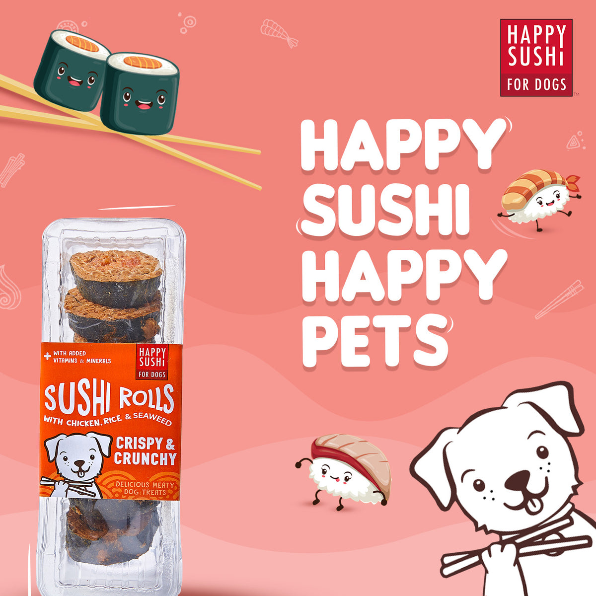 Happy Sushi Rolls With Chicken, Rice And Seaweed, 8 Pcs 112g - HS05 PDP 1.jpg