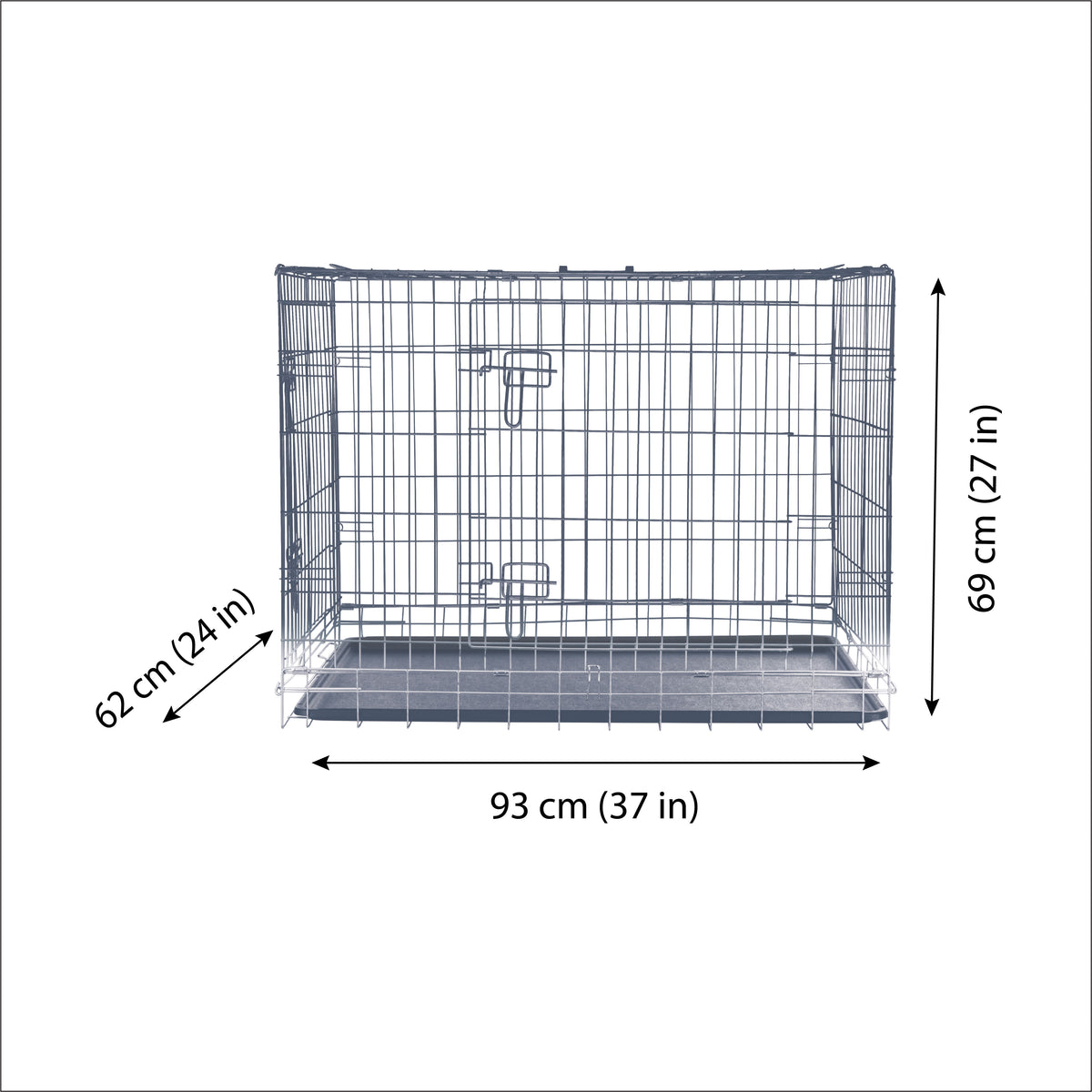 Trixie Home Kennel, Wire Mesh with Two Doors, 93L x 62W x 69H  cm / 37L x 24W x 27H inch