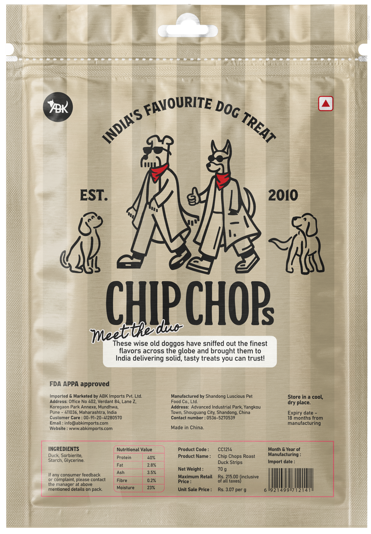 Chip Chops Roast Duck Strips, 70 gm - CC1214_02.png
