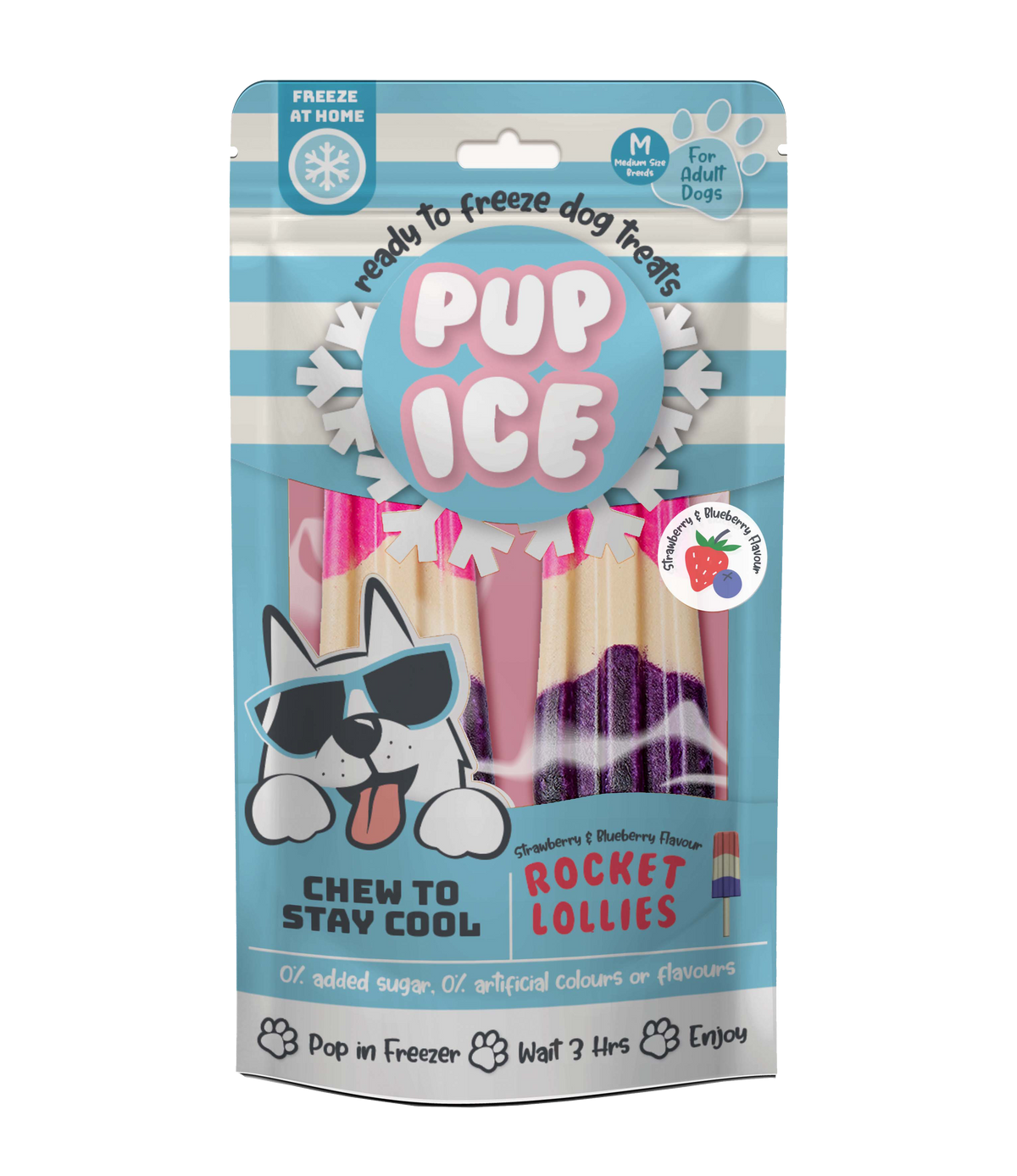 Pup Ice Waffle Cones, Strawberry Flavour, 2 Pcs 110g - PI04 Pup Ice Rocket Lollly - Pack - Product.png