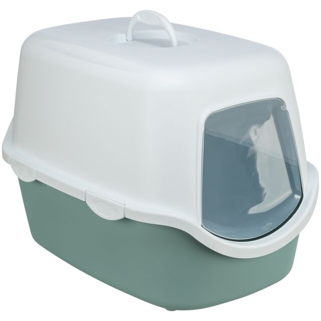 Trixie Vico cat litter tray, with hood, 40 × 40 × 56 cm, sage/white