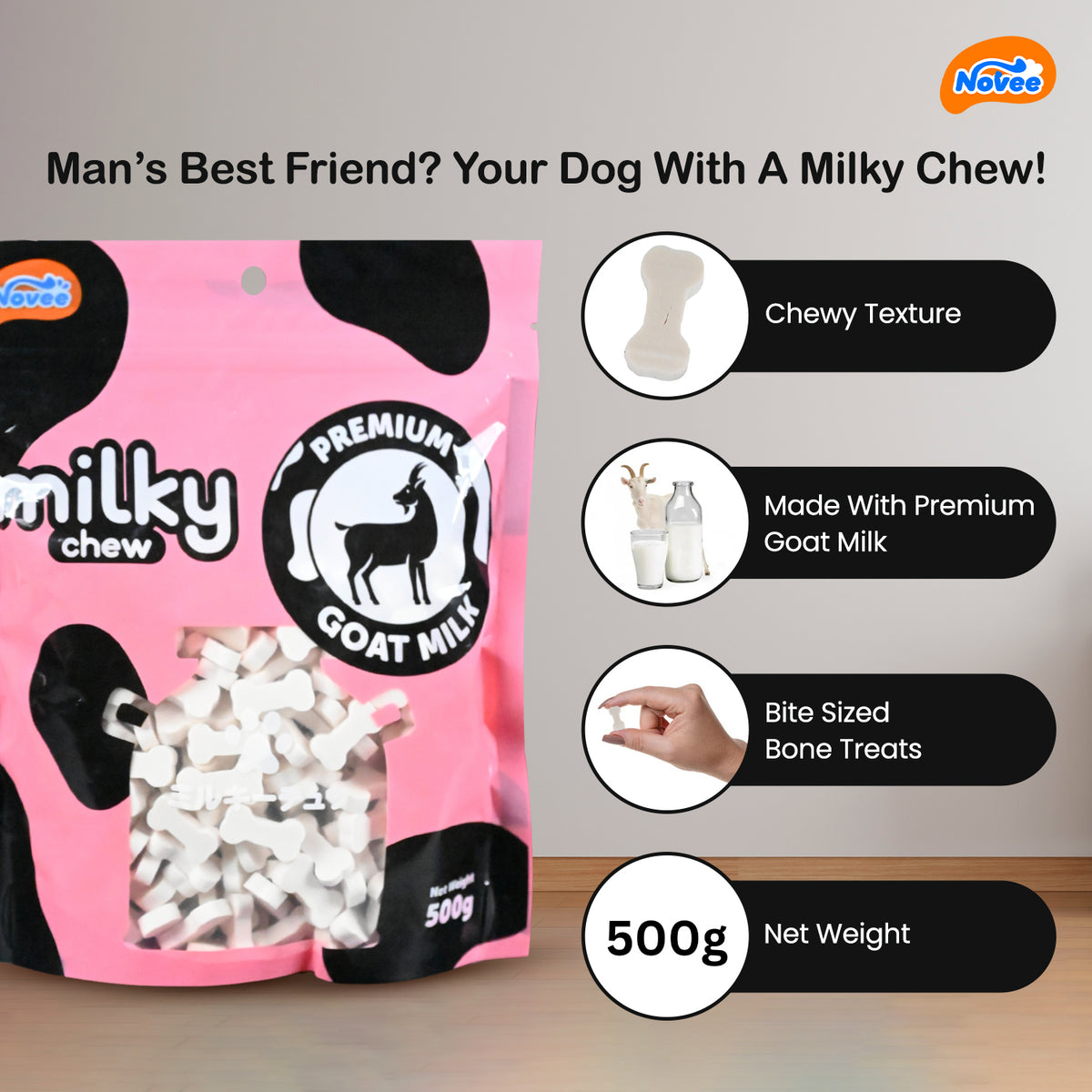 Novee Milky Chew Goat Milk Mini Bones, 500 gm. - 9928 pdp 3.jpg