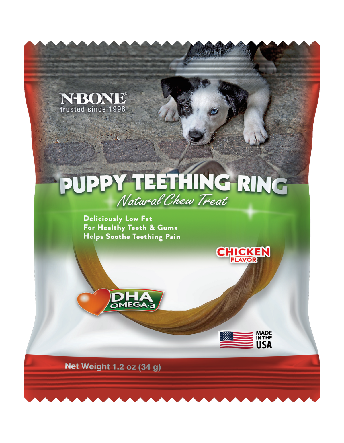 N-Bone Puppy Teething Ring Chicken Flavour, 34 gm - 201226_1.png