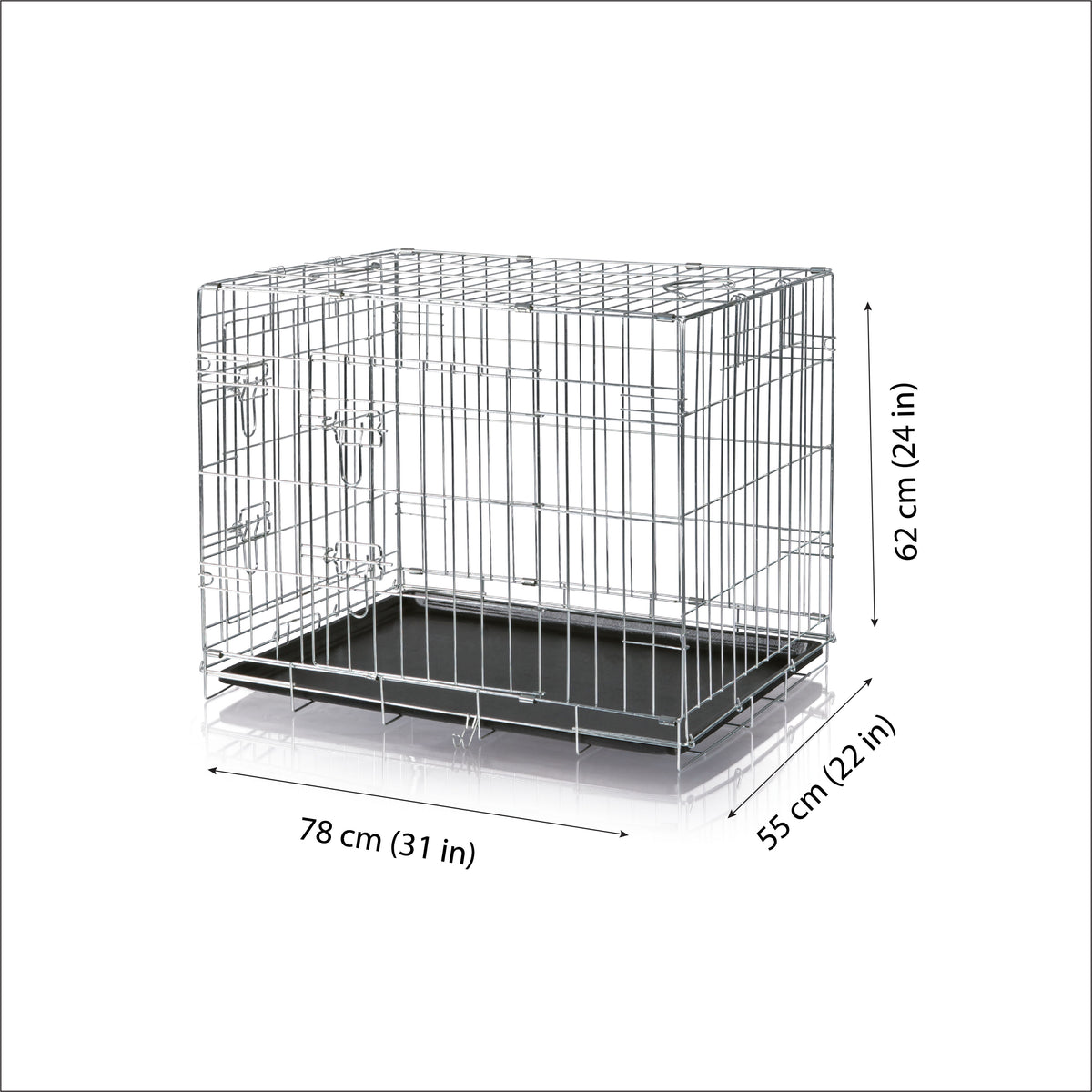 Trixie Home Kennel, Wire Mesh with Two Doors, 78L x 55W x 62H cm / 31L x 22W x 24H inch
