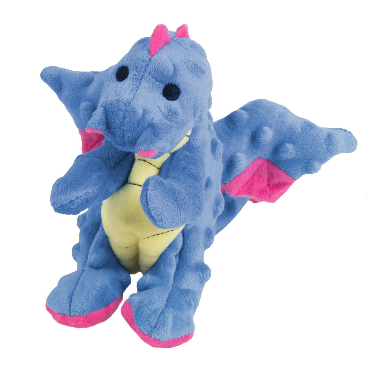 goDog Dragons with Chew Guard Technology Durable Plush Squeaker Dog Toy – Periwinkle, Large
