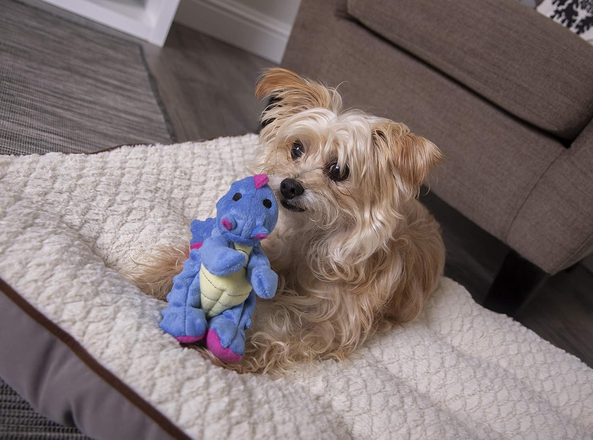 goDog Dragons with Chew Guard Technology Durable Plush Squeaker Dog Toy – Periwinkle, Large