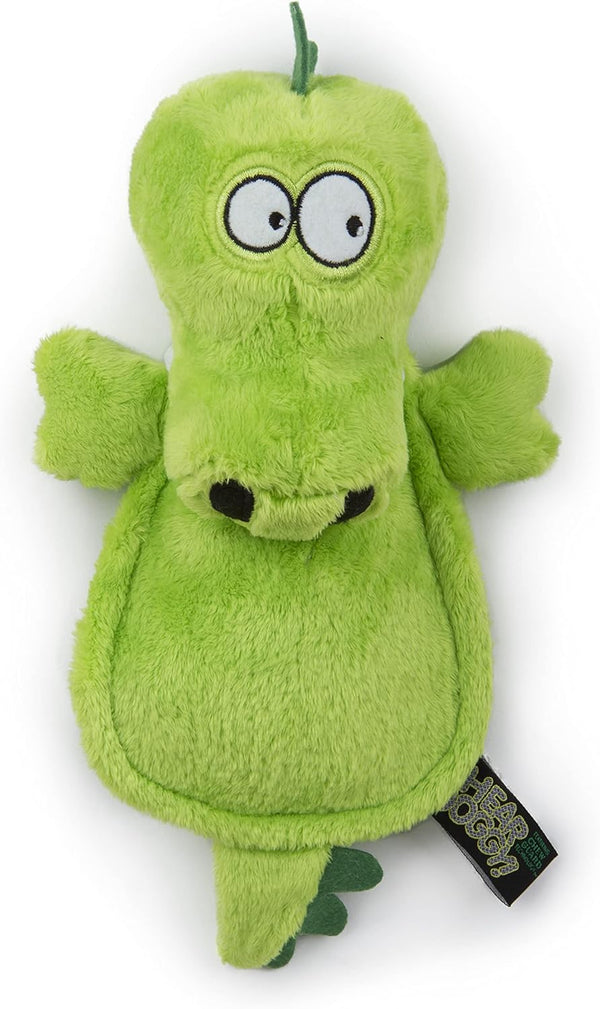 goDog Hear Doggy Flattie with Chew Guard – Gator Plush Dog Toy