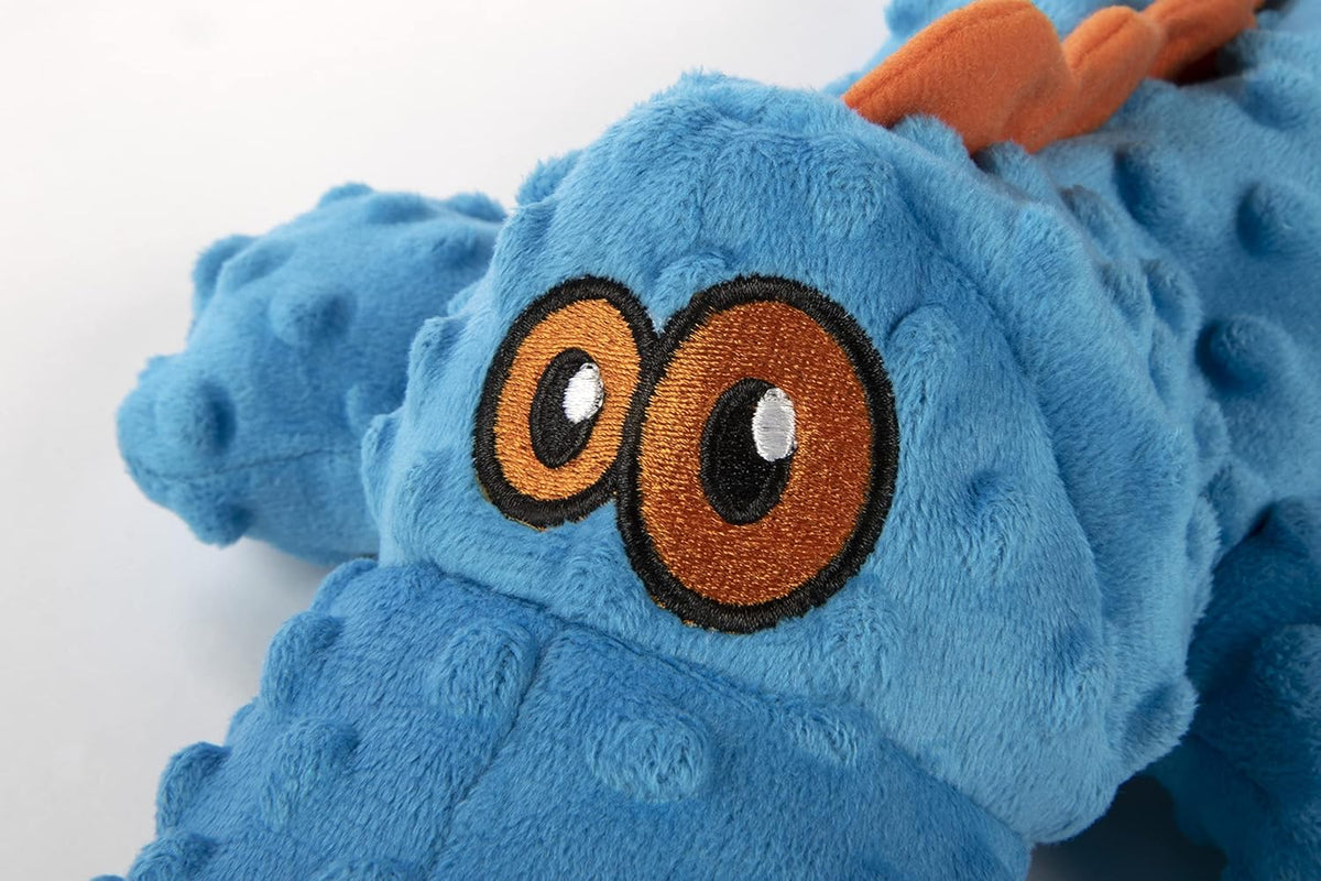goDog Gators with Chew Guard Technology Durable Plush Squeaker Dog Toy – Blue, Large