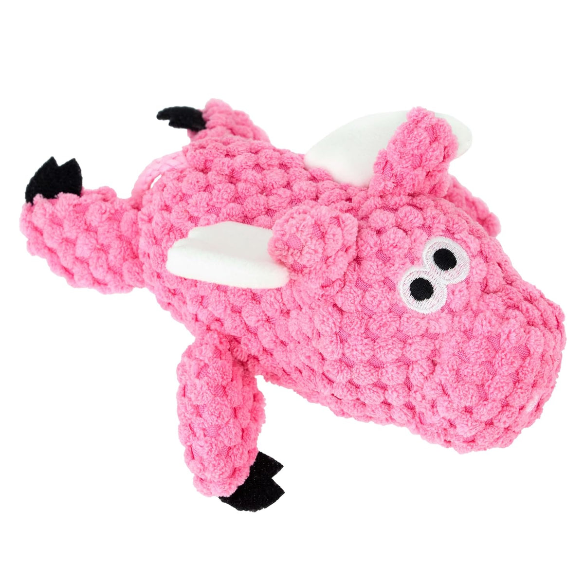 goDog Checkers Flying Pig with Chew Guard Technology Durable Plush Squeaker Dog Toy – Pink, Mini