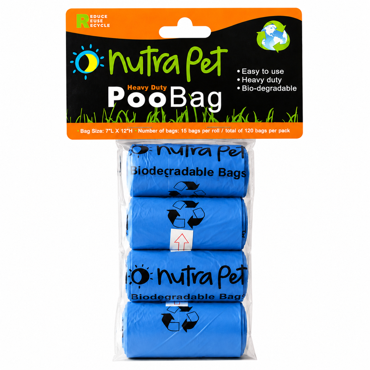 Nutrapet Poo Bags – 4 Rolls with Header Card