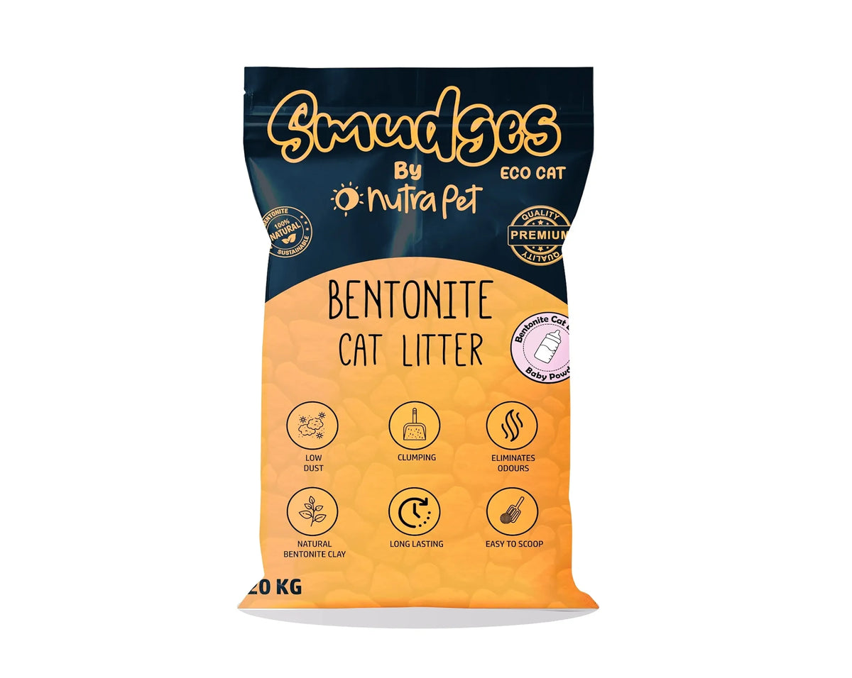 Smudges Eco cat Bentonite Clumping Cat Litter 20 Kgs - Baby Powder Scented